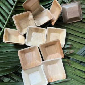 Terra Leaf - 4 inch, Areca Palm Leaf Square Bowls (Pack of 25 Pcs)