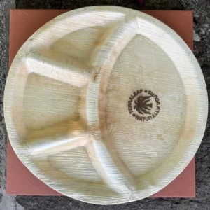 Terra Leaf - 12 inch, Areca Palm Leaf Round Plates with 4 Compartments (Pack of 25 Pcs)